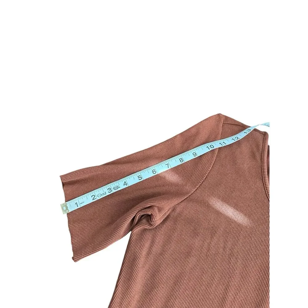 Marine Layer Brown Scoop Neck Short Sleeve Casual Ribbed Lexi Midi Dress Size XL